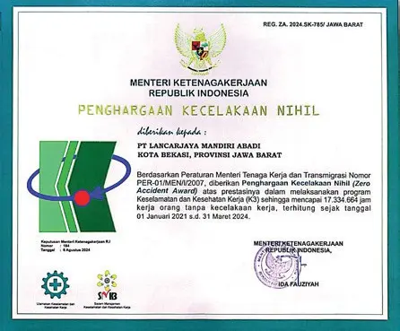 Penghargaan Kecelakaan Nihil — Kemnaker RI