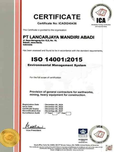 Sertifikasi ISO 14001:2015 — Environmental Management System
